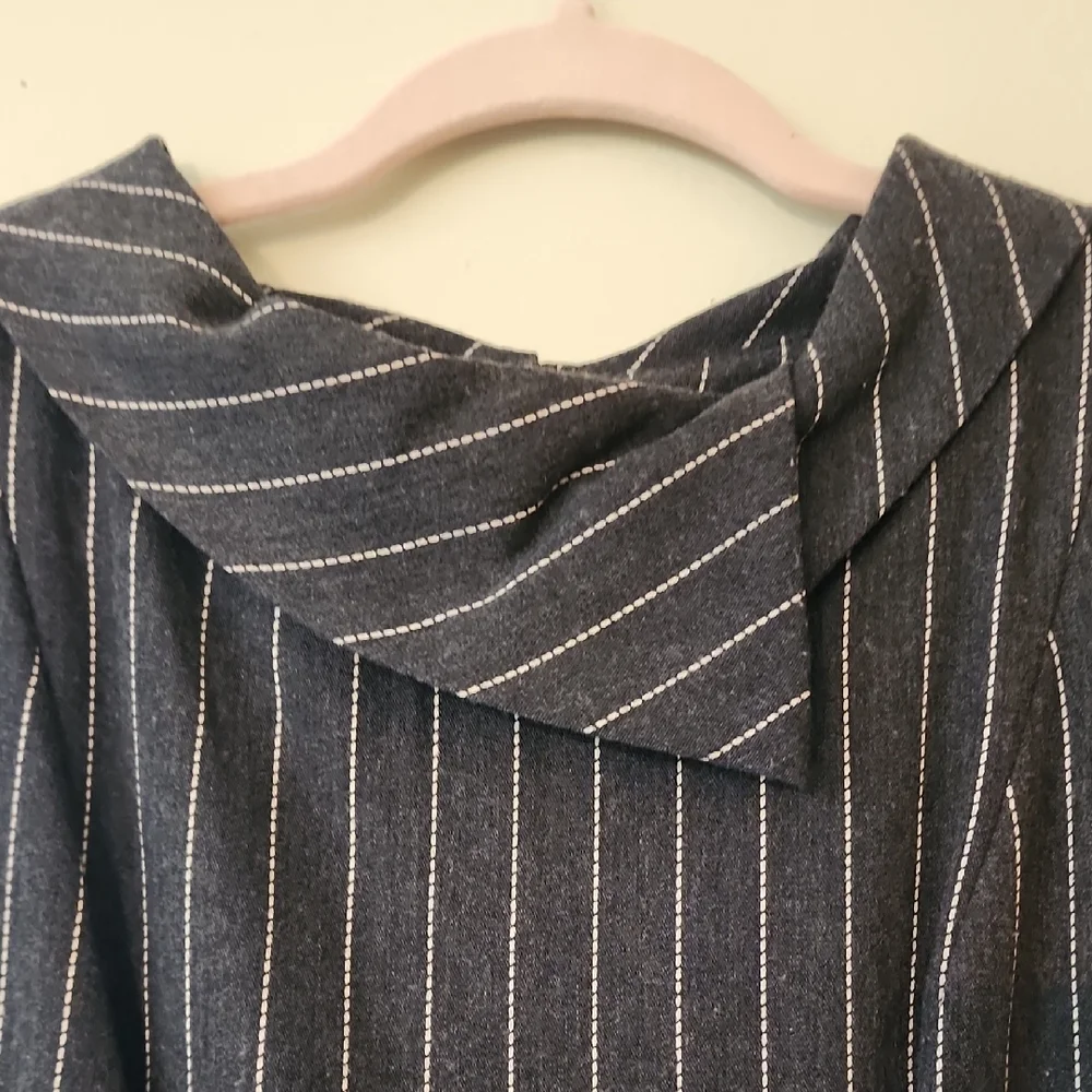 Vintage Charcoal Grey Striped Dress - Picture 2 of 6